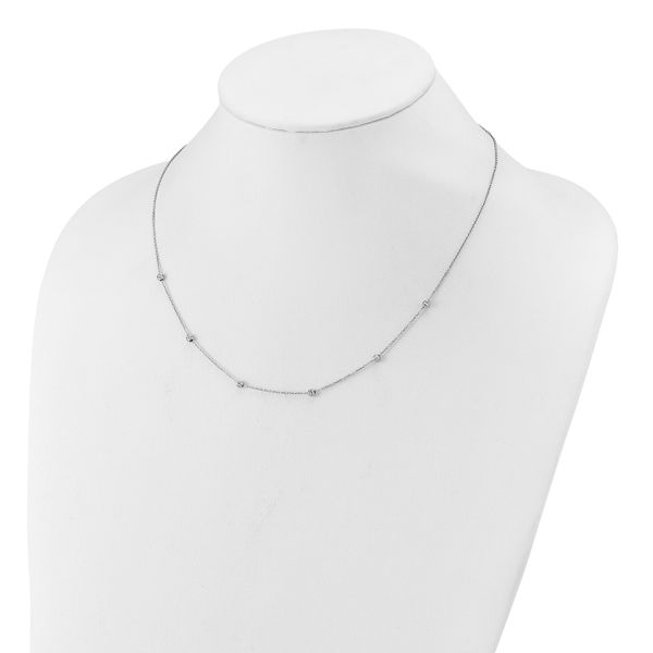 Leslie's 14K White Gold Polished and D/C Beaded 17in w/2in ext. Necklace Image 3 Conti Jewelers Endwell, NY