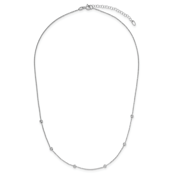 Leslie's 14K White Gold Polished and D/C Beaded 17in w/2in ext. Necklace Image 4 Conti Jewelers Endwell, NY
