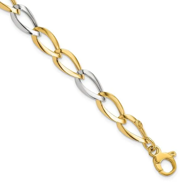 Leslie's 14K Two-tone Polished Fancy Link Bracelet