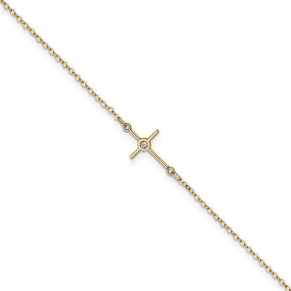 Leslie's 14K Polished CZ Cross Anklet Arlene's Fine Jewelry Vidalia, GA