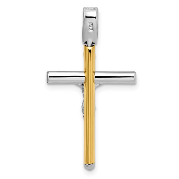 Leslie's 14K Two-tone Polished Crucifix Pendant Image 3 Glatz Jewelry Aliquippa, PA