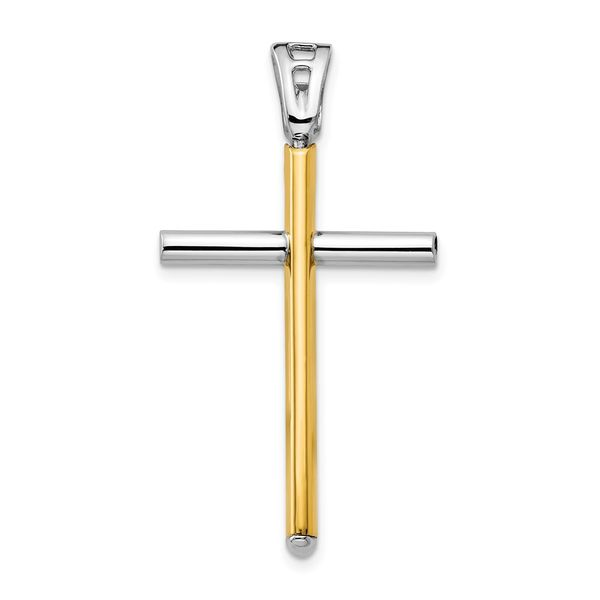14K Two-tone Gold Cross Pendant 39mm length - (A83-602) - Roy Rose Jewelry