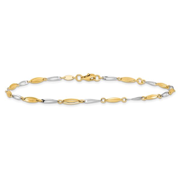 Leslie's 14K Two-tone Polished with 1in ext. Anklet Image 3 Crews Jewelry Grandview, MO