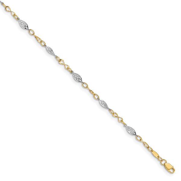 Leslie's 14K Two-tone Polished with 1in ext. Anklet Greenfield Jewelers Pittsburgh, PA