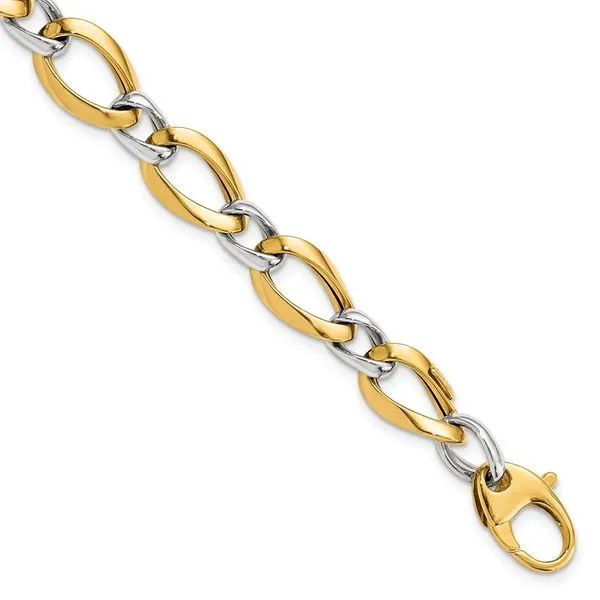 Leslie's 14K Two-tone Polished Fancy Link Bracelet