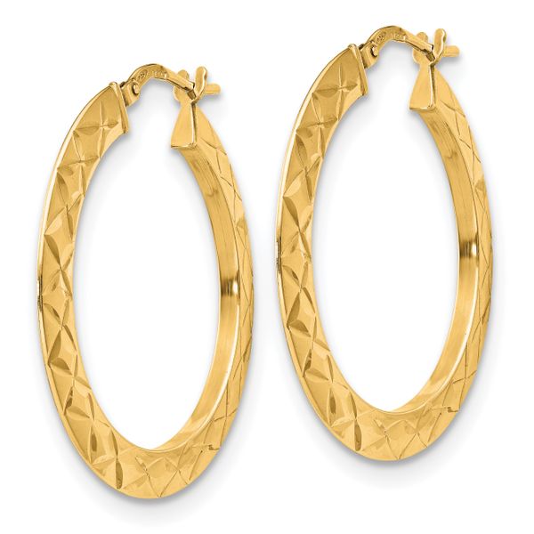 Leslie's Sterling Silver Gold-Tone Polished and D/C Hoop Earrings Image 2 Thomas A. Davis Jewelers Holland, MI