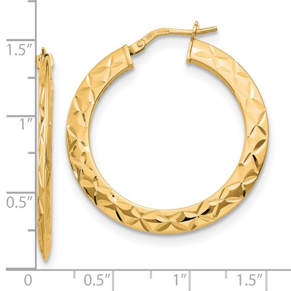 Leslie's Sterling Silver Gold-Tone Polished and D/C Hoop Earrings Image 3 Trenton Jewelers Ltd. Trenton, MI