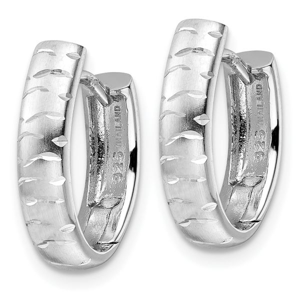 Leslie's Sterling Silver Rhod-plated D/C Brushed Oval Hoop Earrings Image 2 The Hills Jewelry LLC Worthington, OH