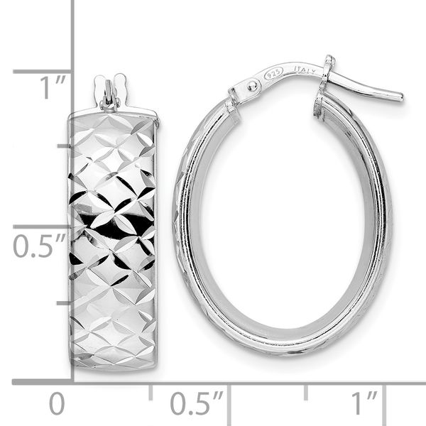 Leslie's Sterling Silver Rhod-plated Polished D/C Oval Hoop Earrings Image 4 The Hills Jewelry LLC Worthington, OH