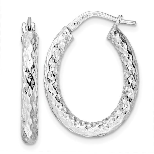 Leslie's Sterling Silver Rhod-plated Polished D/C Hoop Earrings The Hills Jewelry LLC Worthington, OH