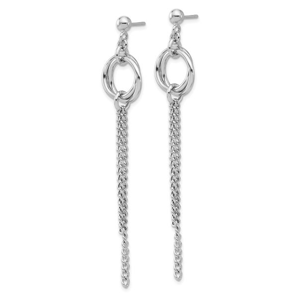 Leslie's Sterling Silver RH-plated Polished Circle Drop Chain Post Earrings Image 2 The Hills Jewelry LLC Worthington, OH