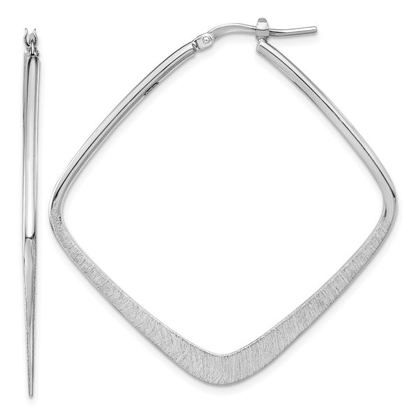 Leslie's Sterling Silver Rhodium-plated Etched Square Hoop Earrings The Hills Jewelry LLC Worthington, OH