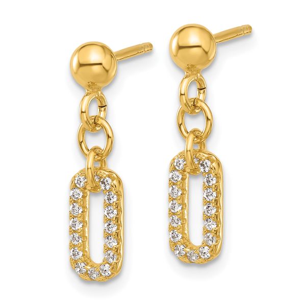 Leslie's Sterling Silver Gold-plated Polished CZ Dangle Post Earrings Image 2 The Hills Jewelry LLC Worthington, OH
