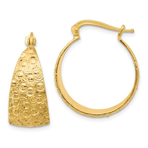 Leslie's Sterling Silver Gold-tone Textured Hoop Earrings Valentine's Fine Jewelry Dallas, PA
