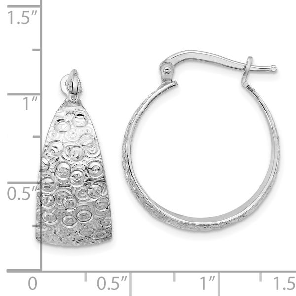 Leslie's Sterling Silver Rhodium-plated Textured Hoop Earrings Image 4 L.I. Goldmine Smithtown, NY