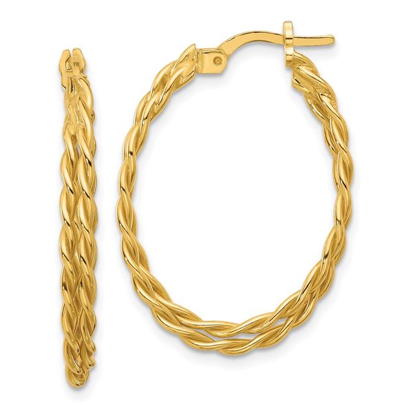 Leslie's Sterling Silver Gold-tone Polished Twisted Lrg Oval Hoop Earrings Jerald Jewelers Latrobe, PA