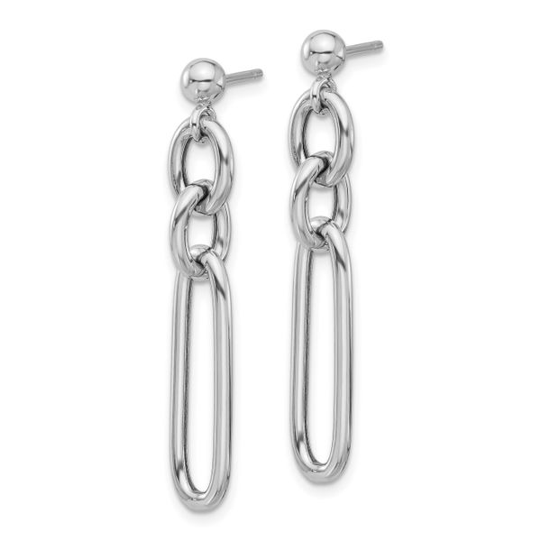 Leslie's Sterling Silver RH-plated Polished Fancy Link Post Dangle Earrings Image 2 A. C. Jewelers LLC Smithfield, RI