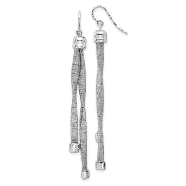Leslie's Sterling Silver Rh-pl Twist Texture Wrapped 2-strand Twist Earring Peran & Scannell Jewelers Houston, TX