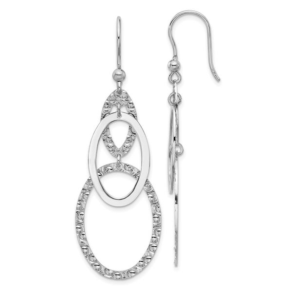 Leslie's Sterling Silver Rh-plated Polished/Textured Ovals Dangle Earrings Spath Jewelers Bartow, FL
