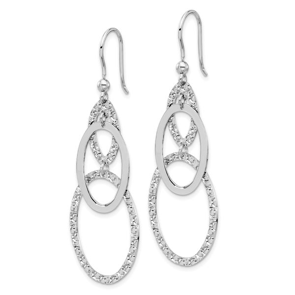 Leslie's Sterling Silver Rh-plated Polished/Textured Ovals Dangle Earrings Image 2 James Douglas Jewelers LLC Monroeville, PA