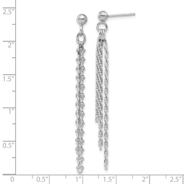 Leslie's Sterling Silver Rh-plated Polished 3-Strand Post Dangle Earrings Image 4 Jambs Jewelry Raymond, NH