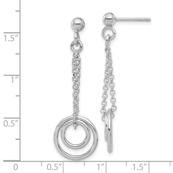Leslie's Sterling Silver Rh-plated Polished Circles on Chain Dangle Earring Image 4 J. West Jewelers Round Rock, TX