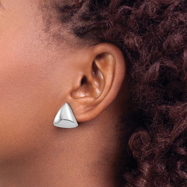 Leslie's Sterling Silver Rh-plated Polished Hollow Triangle Post Earrings Image 3 Peran & Scannell Jewelers Houston, TX