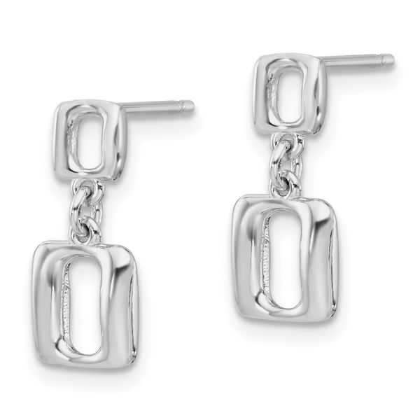 Leslie's Sterling Silver Rhodium-plated Square Link Dangle Post Earrings Image 2 James Douglas Jewelers LLC Monroeville, PA