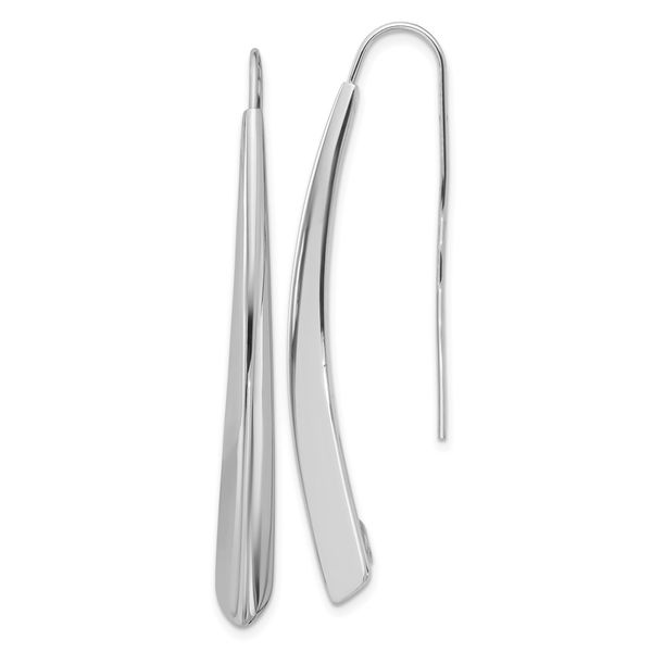Leslie's Sterling Silver Rhodium-plate Polished Drop Bar Threader Earrings Jerald Jewelers Latrobe, PA