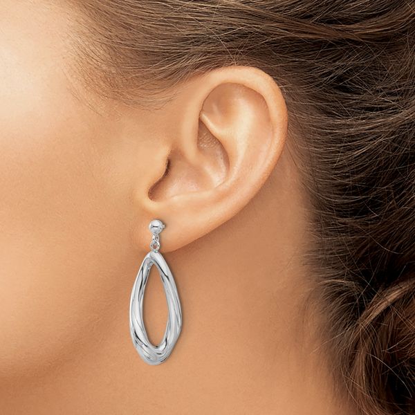 Leslie's Sterling Silver Rhodium-plated Polished Dangle Post Earrings Image 3 The Hills Jewelry LLC Worthington, OH