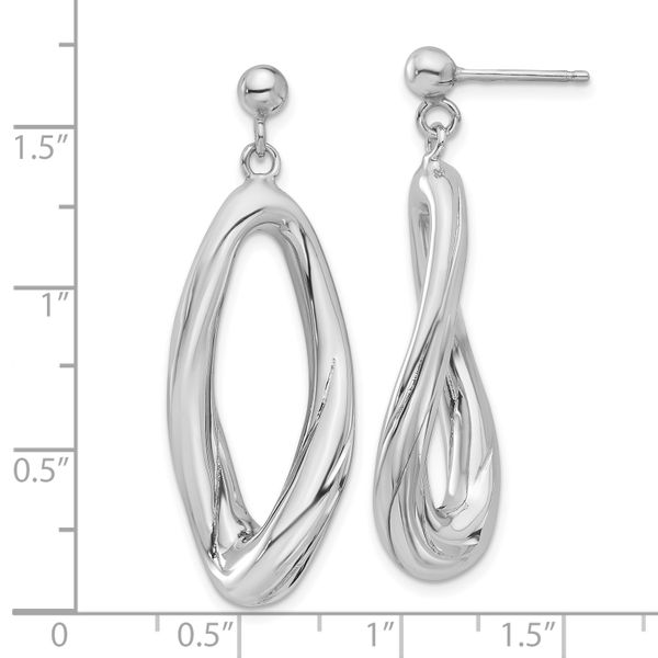 Leslie's Sterling Silver Rhodium-plated Polished Dangle Post Earrings Image 4 Lester Martin Dresher, PA