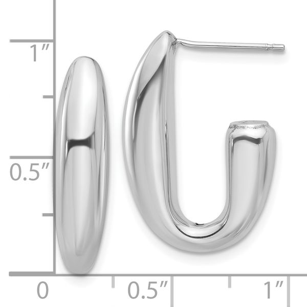 Leslie's Sterling Silver Rhodium-plated Polished J-Hoop Earrings Image 4 Conti Jewelers Endwell, NY
