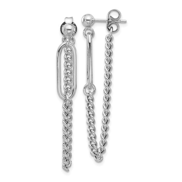 Leslie's Sterling Silver Rhodium-plated Post Chain Dangle Earrings Spath Jewelers Bartow, FL