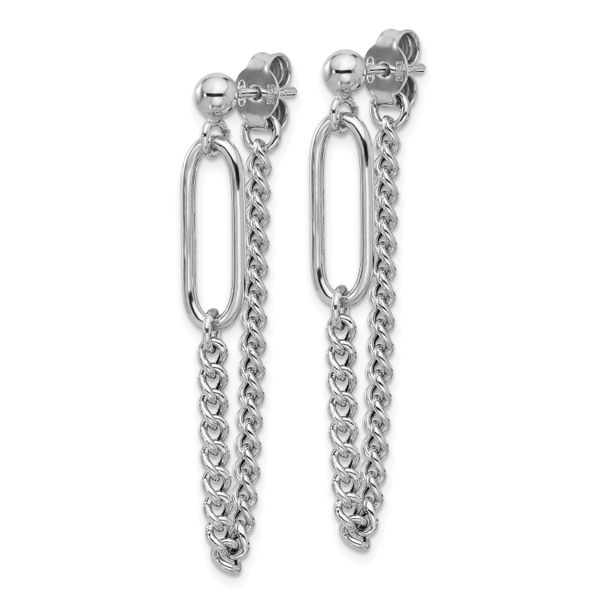 Leslie's Sterling Silver Rhodium-plated Post Chain Dangle Earrings Image 2 John E. Koller Jewelry Designs Owasso, OK