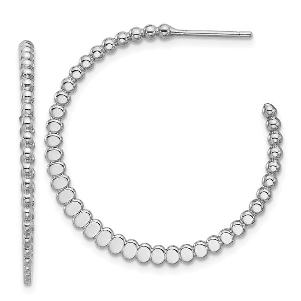 Leslie's Sterling Silver Rhodium-plated Polished J-Hoop Earrings Gaines Jewelry Flint, MI