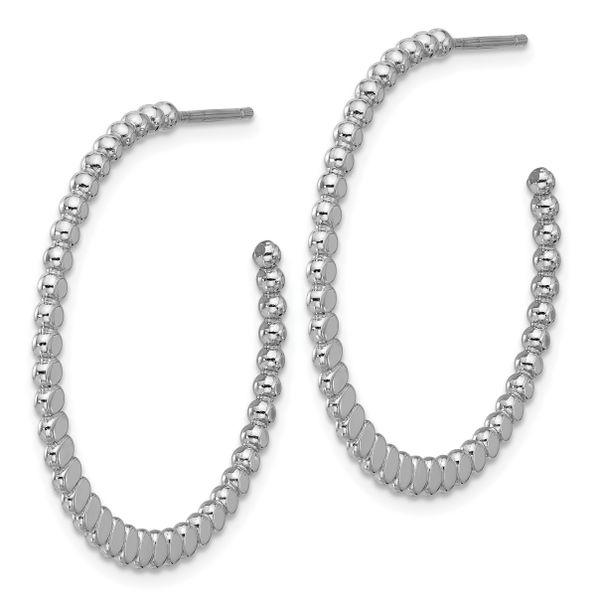 Leslie's Sterling Silver Rhodium-plated Polished J-Hoop Earrings Image 2 Peran & Scannell Jewelers Houston, TX