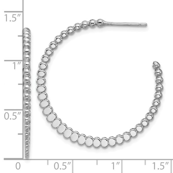 Leslie's Sterling Silver Rhodium-plated Polished J-Hoop Earrings Image 3 Thomas A. Davis Jewelers Holland, MI