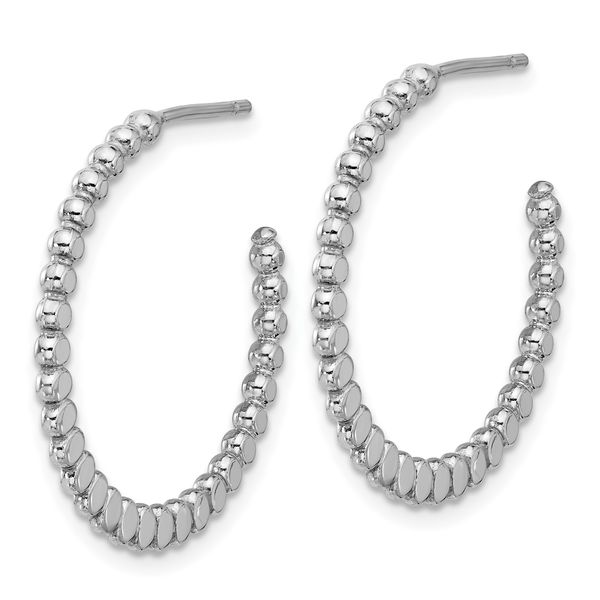 Leslie's Sterling Silver Rhodium-plated Polished J-Hoop Earrings Image 2 John E. Koller Jewelry Designs Owasso, OK