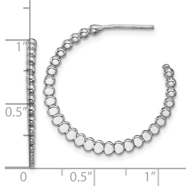 Leslie's Sterling Silver Rhodium-plated Polished J-Hoop Earrings Image 3 Selman's Jewelers-Gemologist McComb, MS