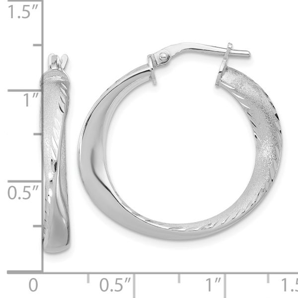 Leslie's Sterling Silver Rhodium-plated Polished Hoop Earrings Image 3 Trenton Jewelers Ltd. Trenton, MI