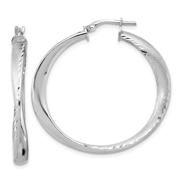 Leslie's Sterling Silver Rhodium-plated Polished Hoop Earrings Gaines Jewelry Flint, MI