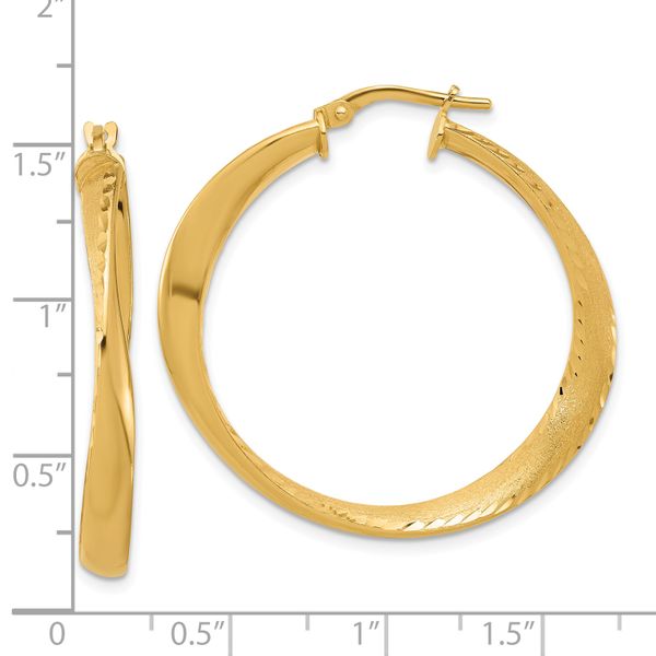 Leslie's Sterling Silver Gold-plated Polished Hoop Earrings Image 3 Johnson Jewellers Lindsay, ON