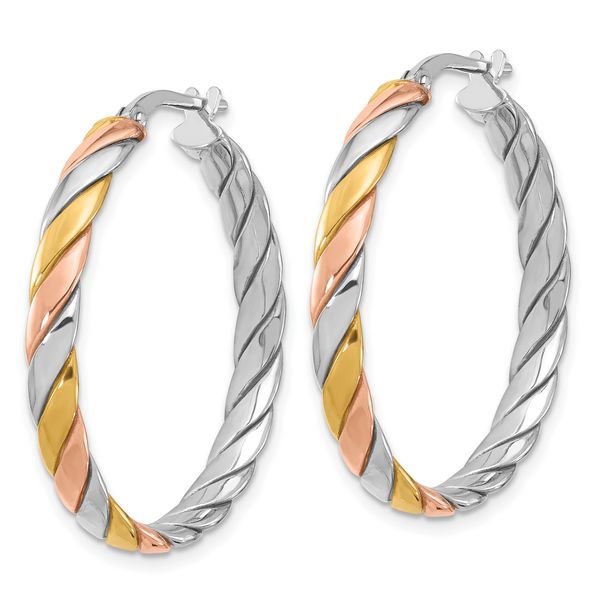 Leslie's Sterling Silver with Gold and Rose-tone Polished Hoop Earrings Image 2 Ross Elliott Jewelers Terre Haute, IN