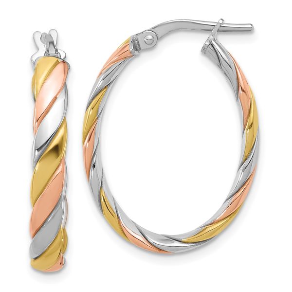 Leslie's Sterling Silver with Gold and Rose-tone Polished Hoop Earrings Selman's Jewelers-Gemologist McComb, MS