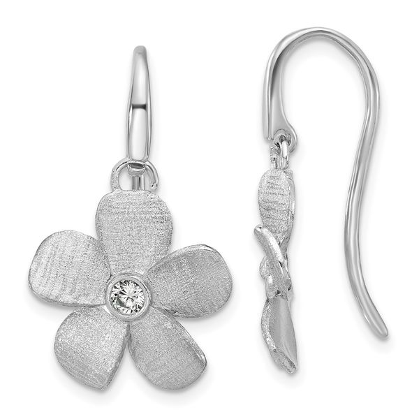 Leslie's SS RH-plat Radiant Essence Pol/Scratch CZ Flower Earrings Bell Jewelers Murfreesboro, TN
