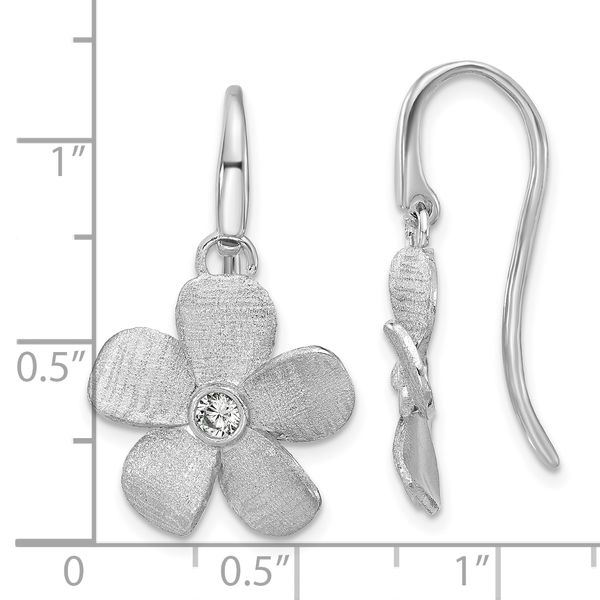 Leslie's SS RH-plat Radiant Essence Pol/Scratch CZ Flower Earrings Image 3 Atlanta West Jewelry Douglasville, GA