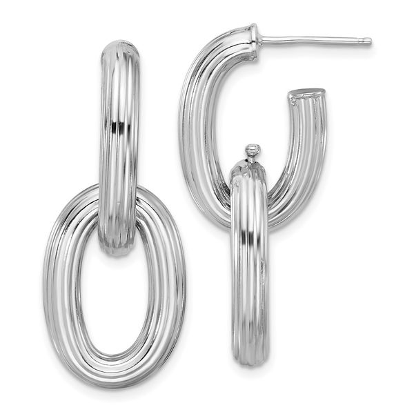 Leslie's Sterling Silver Rh-plated Polished and Grooved Drop Post Earrings Atlanta West Jewelry Douglasville, GA
