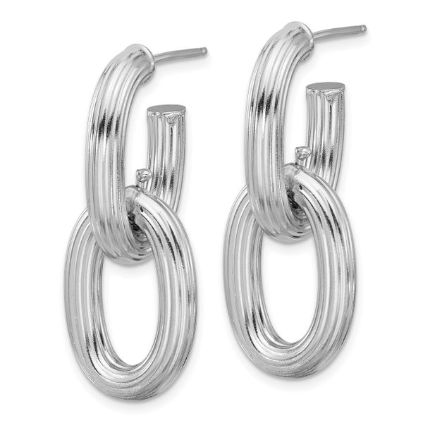 Leslie's Sterling Silver Rh-plated Polished and Grooved Drop Post Earrings Image 2 Van Scoy Jewelers Wyomissing, PA