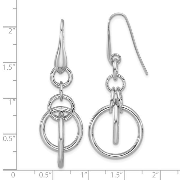 Leslie's Sterling Silver Rhodium-plated Polished Circle Dangle Earrings Image 3 L.I. Goldmine Smithtown, NY