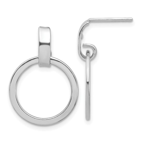 Leslie's Sterling Silver Rhodium-plated Polished Circle Dangle Earrings Johnson Jewellers Lindsay, ON